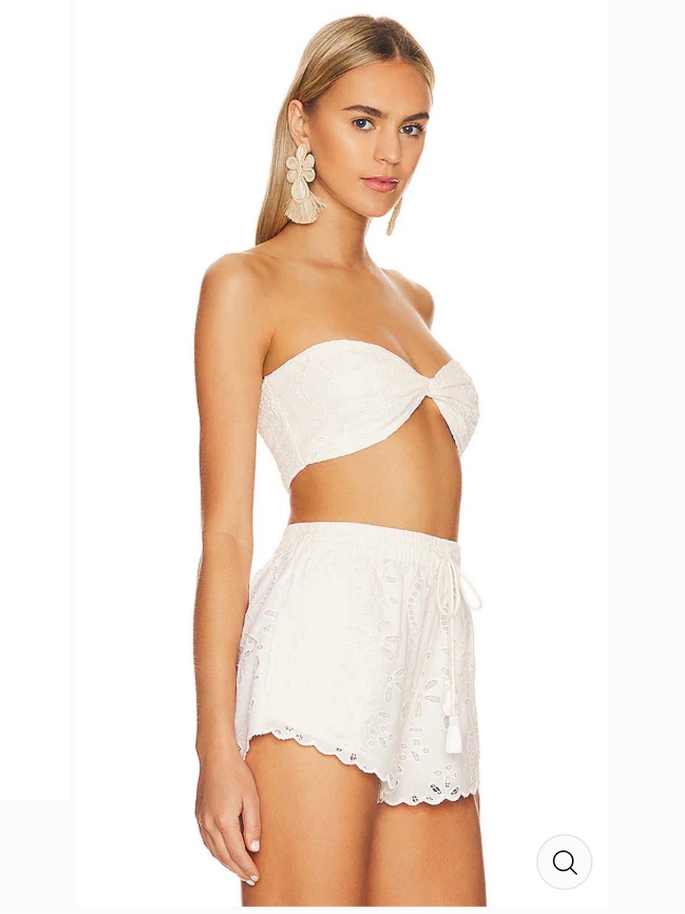 Rococo Sand MOSS off white Cream Eyelet Twist Bandeau bra Top 100% cotton Medium